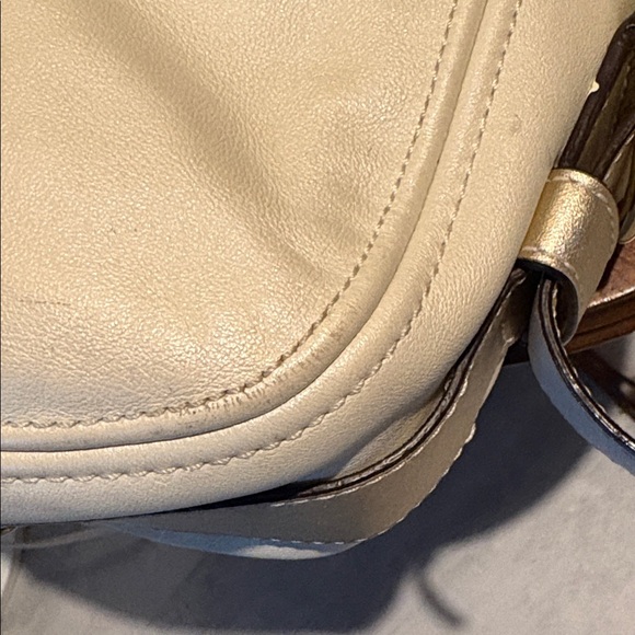 Coach Zoe Vintage shoulder bag leather Ivory / gold metallic trim F12671 EUC - Picture 11 of 16